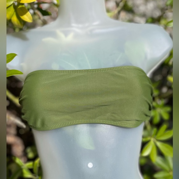Free People Green Bandeau Bikini Top Size S L Lex Basic Swimsuit Surfer Boho - Picture 3 of 11